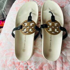 Tory Burch Black and Brown Women's Sandals size 9